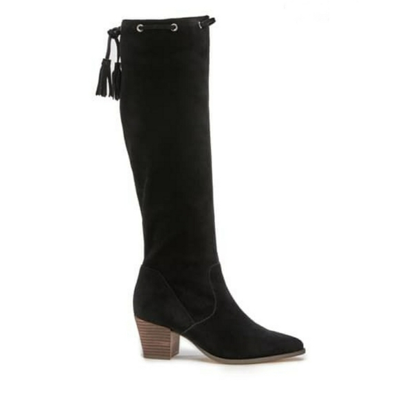 Chic Tasseled Sole Society Black Suede Boots - Picture 3 of 8